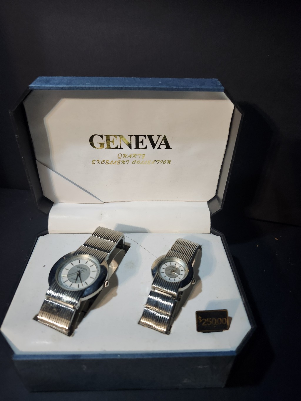 Geneva Silver Mens Watch With Matching Silver Bracelet